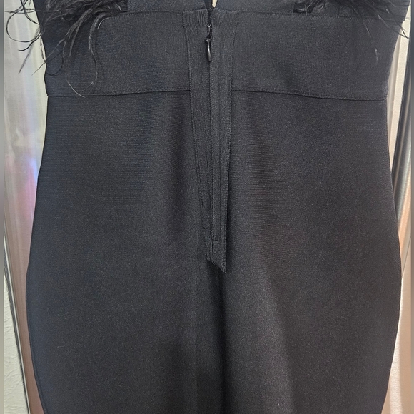 Shein Belle Deep V Cocktail Dress With Feather Detail Sleeves - Picture 5 of 7